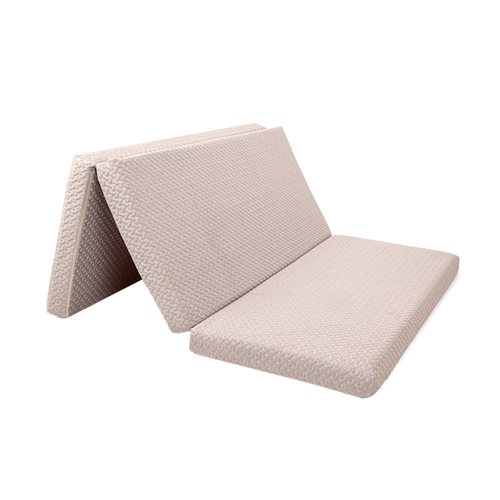 Light Brown Premium Quality 4-Inch Tri-Fold Memory Foam Mattress, Displayed in a Tri-Fold Position