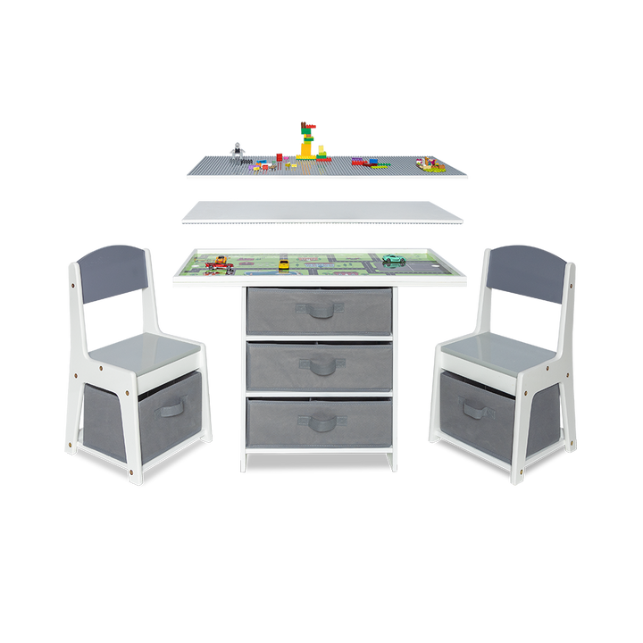 3-in-1 Kids Play Table and Chair Set with Storage