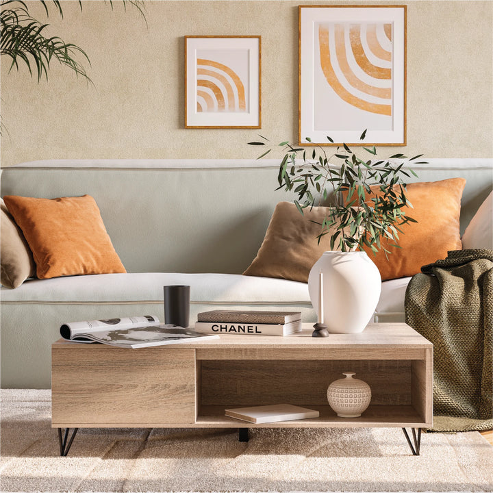 Milliard Modern Farmhouse Coffee Table with Storage, Grey