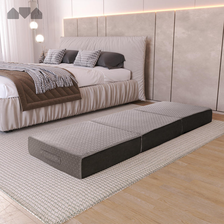 6 Inch Tri-Folding Memory Foam Mattress – Single Size, Gray