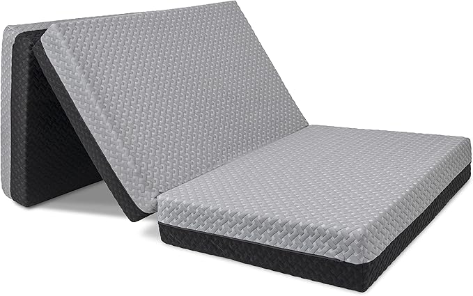 6 Inch Dual Sided Premium Tri-Fold Memory Foam Mattress with Washable Waterproof Cover