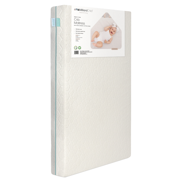 Memory Foam Dual Sided 2 Stage Crib and Toddler Mattress with Organic Cotton Cover