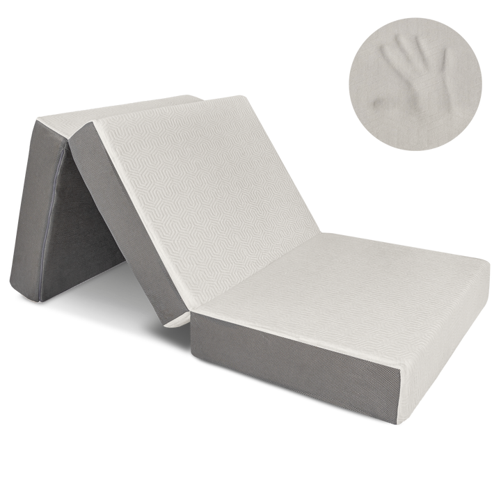 Cream-Colored Milliard 6" Tri-Fold Memory Foam Mattress with Cover