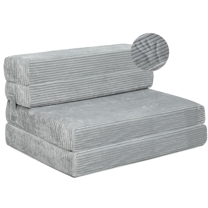 Tri-fold Foam Sofa Bed Mattress with Ribbed Fur Cover-Twin Size
