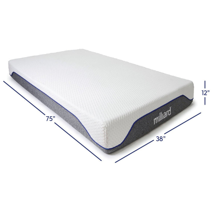 12 Inch Semi-Firm Memory Foam Mattress - Milliard Brands